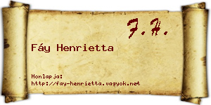 Fáy Henrietta névjegykártya